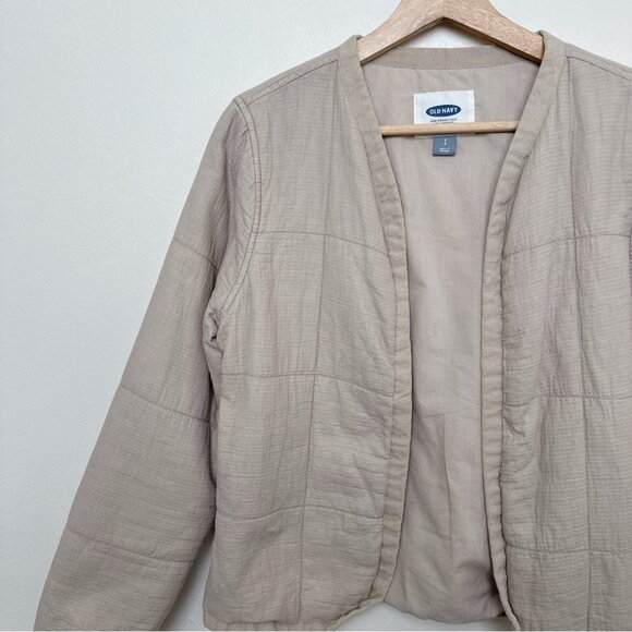 Old Navy Womens Small Quilted Khaki Open Jacket - Picture 5 of 14
